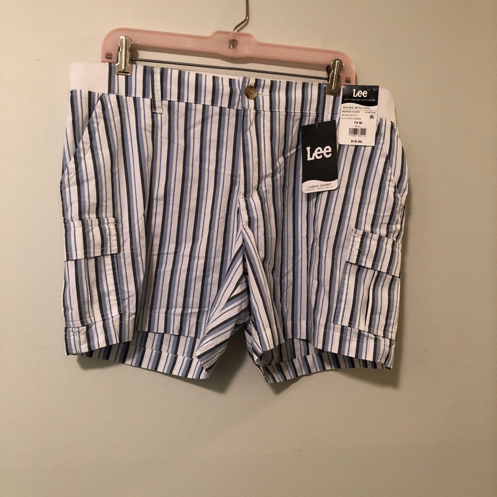 Lee Women’s White and Blue Striped Cargo Shorts